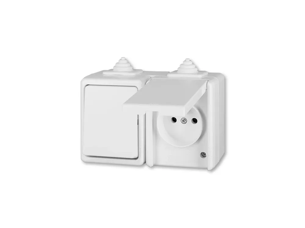 Super cena - ABB Praktik 3932-20062 B kombinace přepínače a zásuvky IP44 bílá