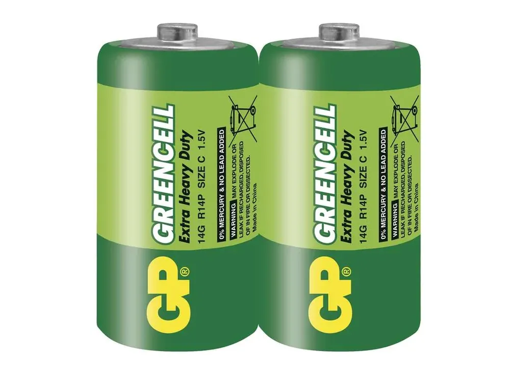 Zinková baterie C (R14) GP Greencell, 2ks | Zlevněno