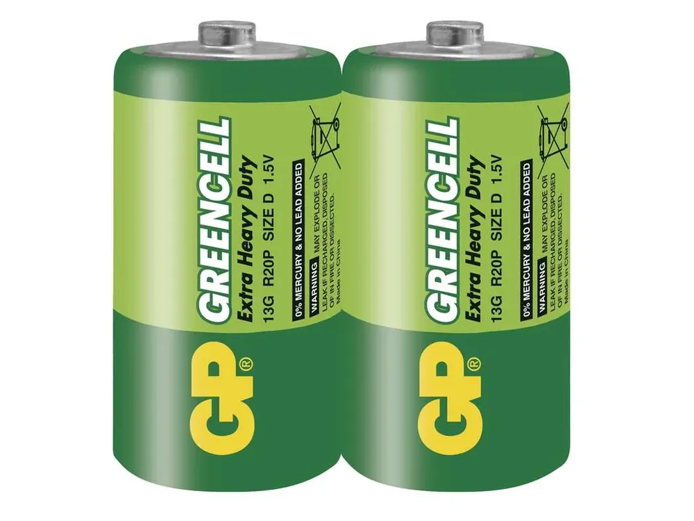 Velmi populární - Zinková baterie D (R20) GP Greencell, 2ks