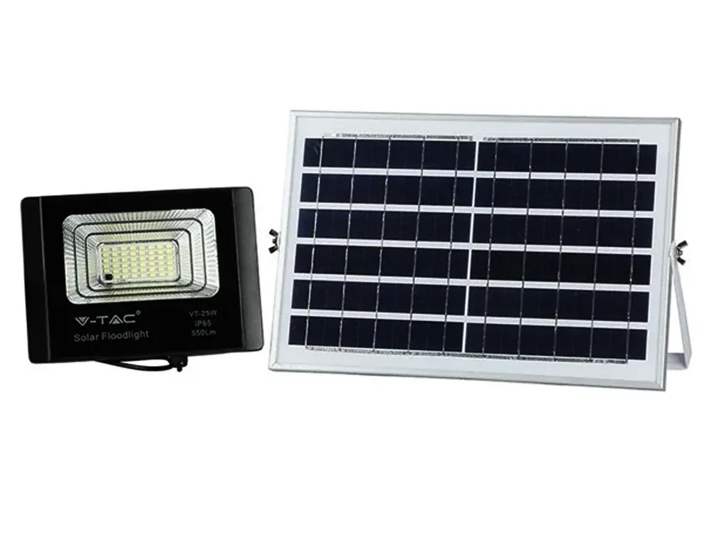 LED reflektor VT-25W se solárním panelem 12W | Doprodej zásob