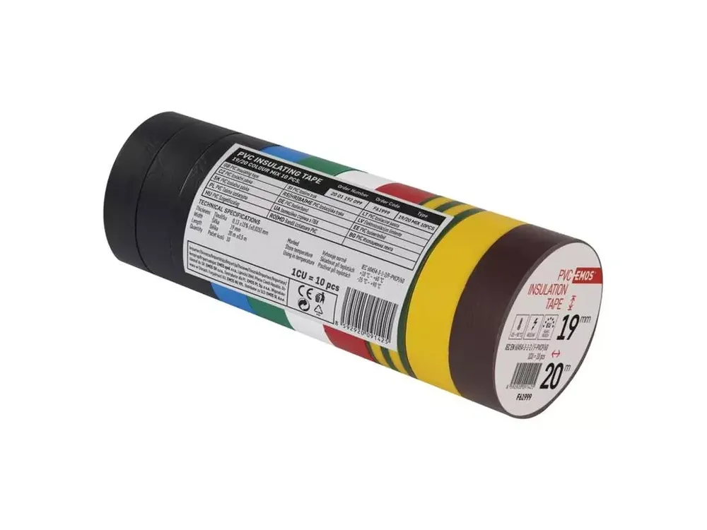 Sada barevných izolačních pásek PVC 19 mm × 20 m, 10 ks | Právě uvedeno na trh