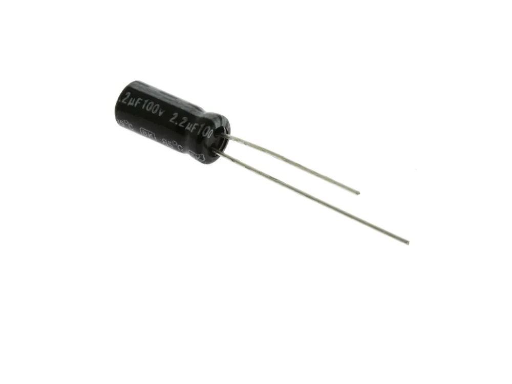 Nově přidáno | Elektrolytický kondenzátor 2.2uF 100V 5x11mm RM2mm 85°C