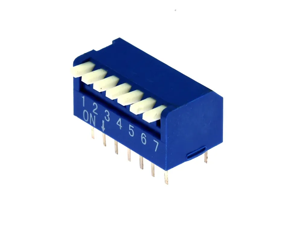 DIP přepínač PIANO 7pólový RM2.54 modrý | Poslední kus