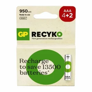 Přímo z továrny - Nabíjecí baterie GP ReCyko 950 AAA (HR03), 4+2ks