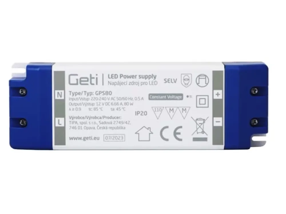 Geti GPS80 napájecí zdroj 12V/6,66A IP20 - Populární
