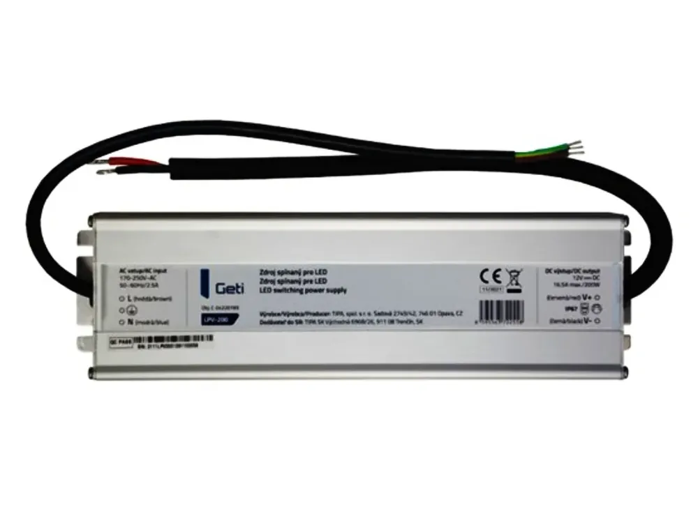 Sleva - Geti LPV-200 napájecí zdroj 12V/16,5A IP67