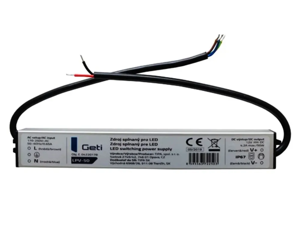 Geti LPV-50 napájecí zdroj 12V/4,2A IP67 | Populární