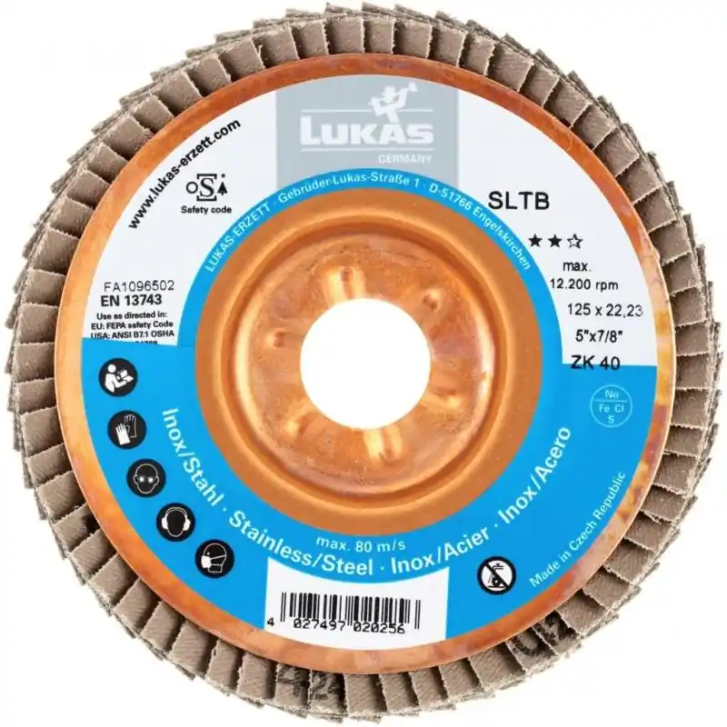 Nově v sortimentu - Lamelový brusný kotouč SLTB pro nerezovou ocel Ø 125 mm zrnitost zirkonového oxidu hlinitého 40