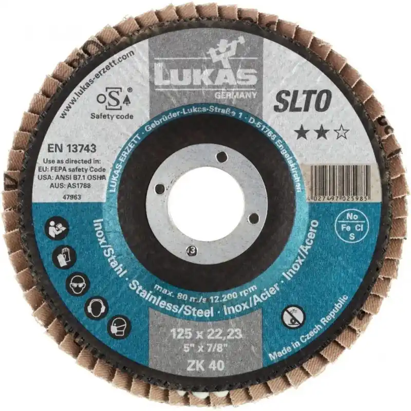 Lamelový brusný kotouč SLTR univerzální Ø 115 mm zrnitost oxidu zirkoničitého 120 - Snížená cena