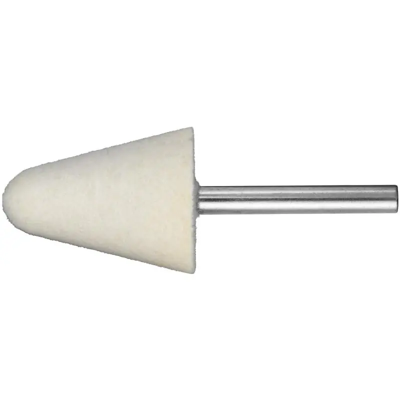 Zvýhodněná cena - Leštící tělísko P3KE kuželováový tvar 30x40 mm hřídel 6 mm plsť pro lešticí pastu