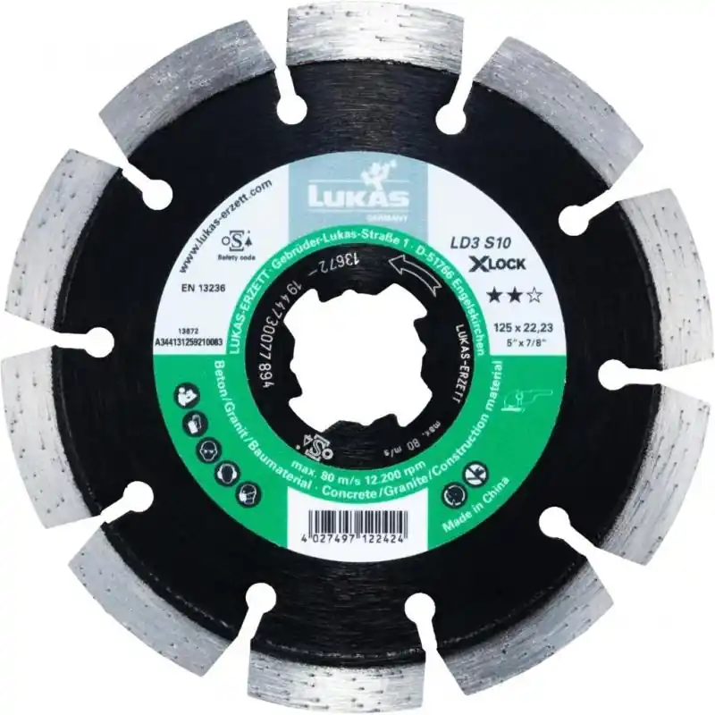 Velmi oblíbený produkt | Diamantový řezný kotouč LD3 S10 na kámen/beton/asfalt Ø 125 mm pro úhlovou brusku x-LOCK