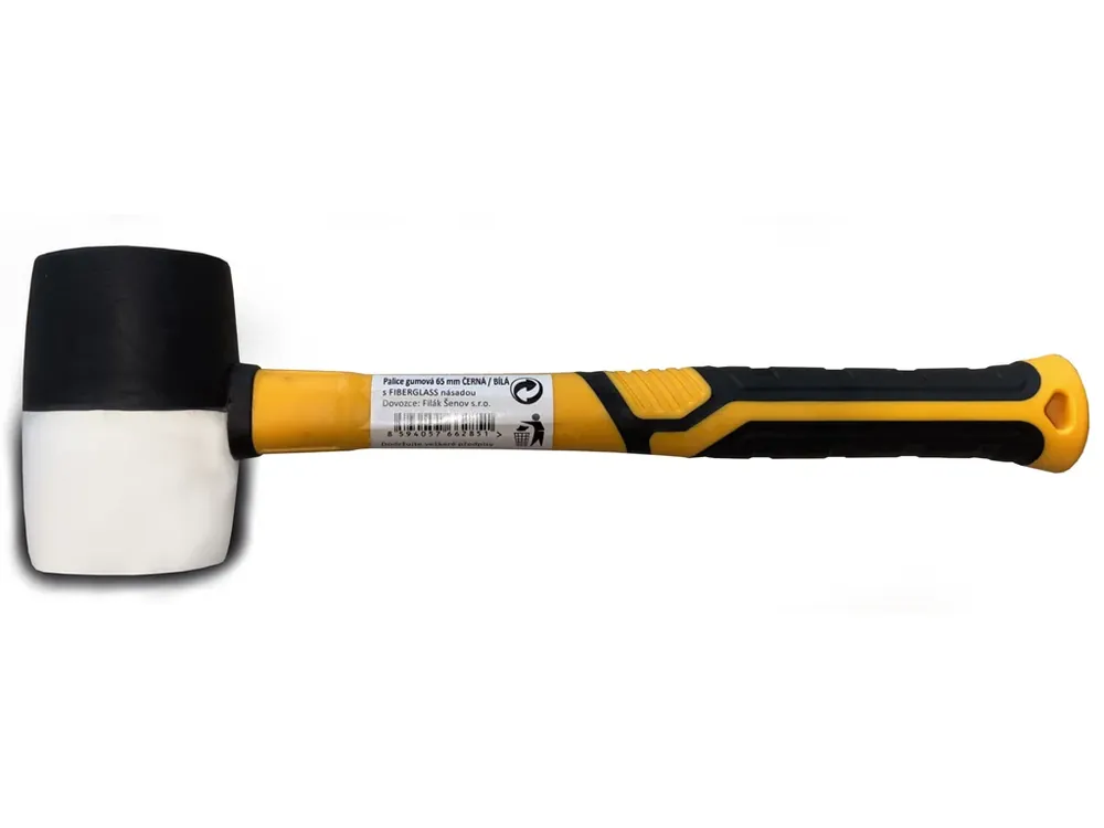 Skvělá nabídka - Palice gumová černá-bílá s FIBERGLASS násadou - 65 mm
