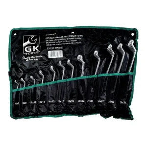 GK TOOLS Sada očkových klíčů vyhnutých chrom 12 dílů 6-32 mm, textilní obal - Doporučujeme