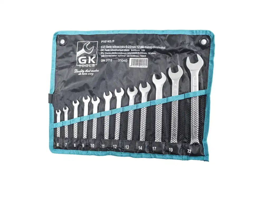 Sleva navíc | GK TOOLS Sada očkoplochých klíčů, matné 12 dílů 6-22 mm, textilní obal