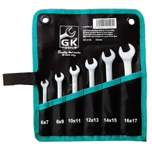 GK TOOLS Sada plochých klíčů, matné 6-17 mm, 6 dílů, textilní obal | Nabídka dne