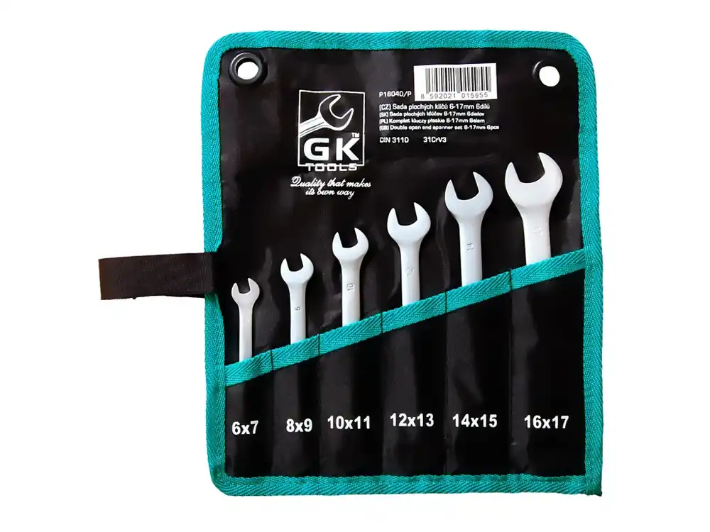 GK TOOLS Sada plochých klíčů, matné 6-17 mm, 6 dílů, textilní obal | Nabídka dne
