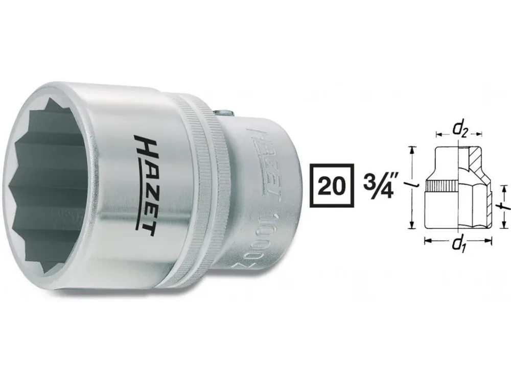 Vnitřní nástrčný klíč 3/4" dvanácithranný 38mm, Hazet 1000Z-38 - Doporučujeme
