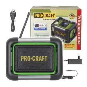 Doprodej | Aku / síťové rádio Procraft PJS20 DAB+, FM, Bluetooth 5.3, 80W (vč. 230V adaptéru, bez aku baterie a PJS20bb