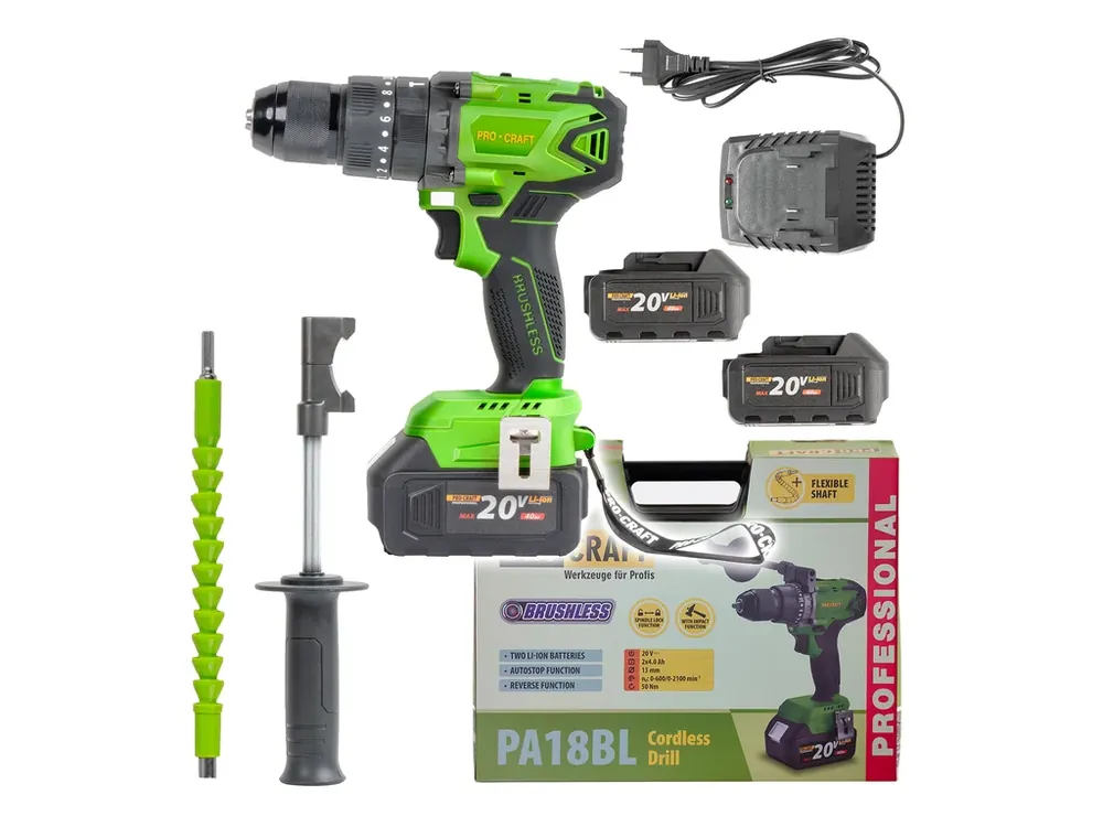 Špičkový produkt - Aku vrtací šroubovák s příklepem Procraft PA18BL PA18BL