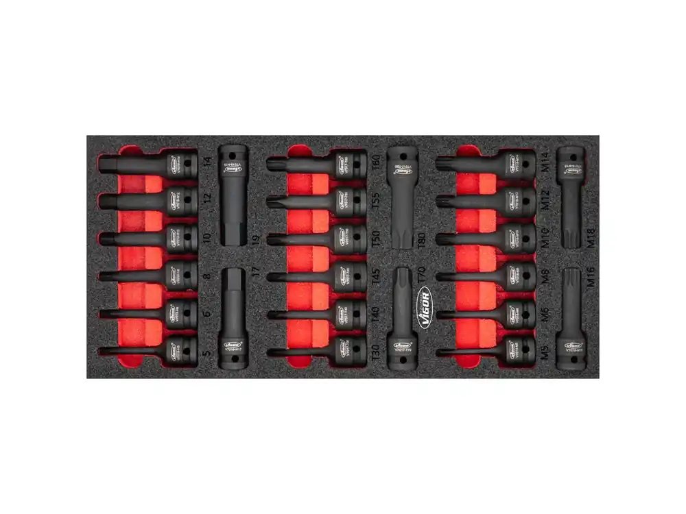 Kované nástrčné klíče v pěnové výplni, 1/2" 24 ks, VIGOR - V5603 | Kvalitní produkt