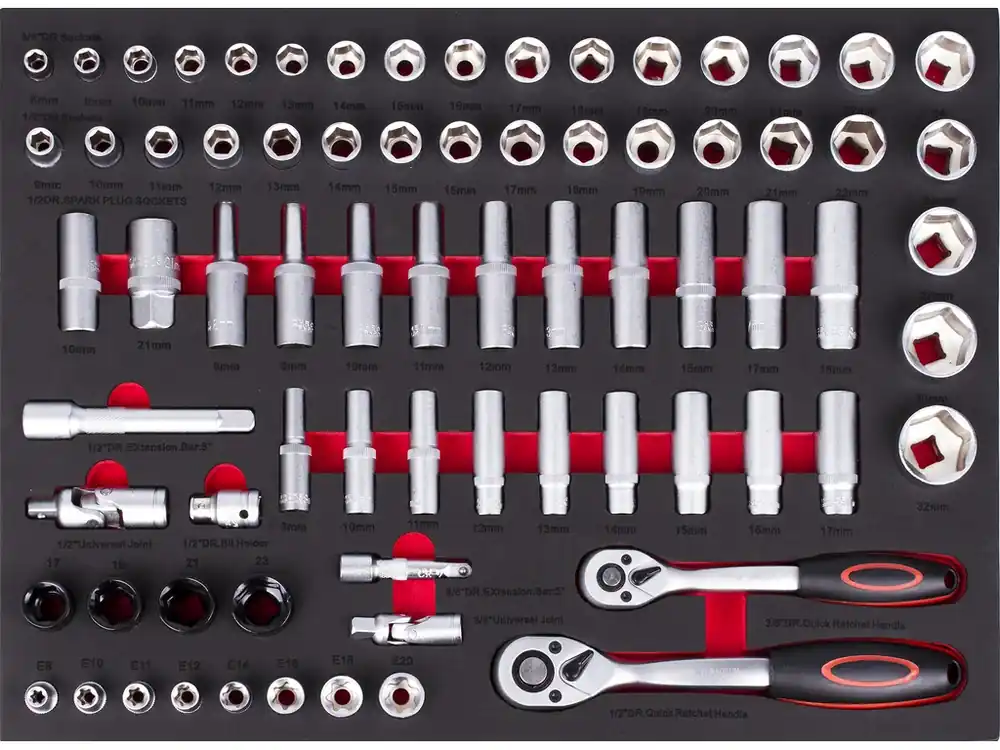 Gola sada ve výplni do dílenského vozíku, 1/2", 3/8", 74 ks - AH12449-GS - Velmi oblíbený produkt