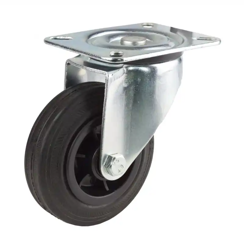 Velmi žádaný produkt - DEMA Otočné gumové kolečko s umělým diskem a brzdou 200 mm, do 80 kg