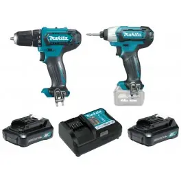 Velmi oblíbený produkt | Sada aku strojů, 12.0 V, 1,5 Ah, CXT Li-Ion, 2x aku, taška, kufr, Makita, CLX224X