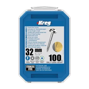 Omezené množství | Kreg Nerez Maxi-Loc Šrouby pro skryté spoje - 32 mm, jemný závit, 100 ks