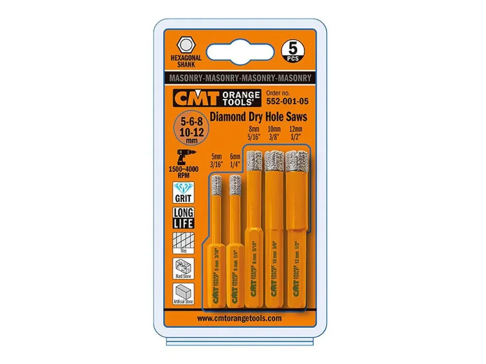 CMT FASTX4 Sada diamantových vrtáků 5ks D5-6-8-10-12 | Kupte dnes