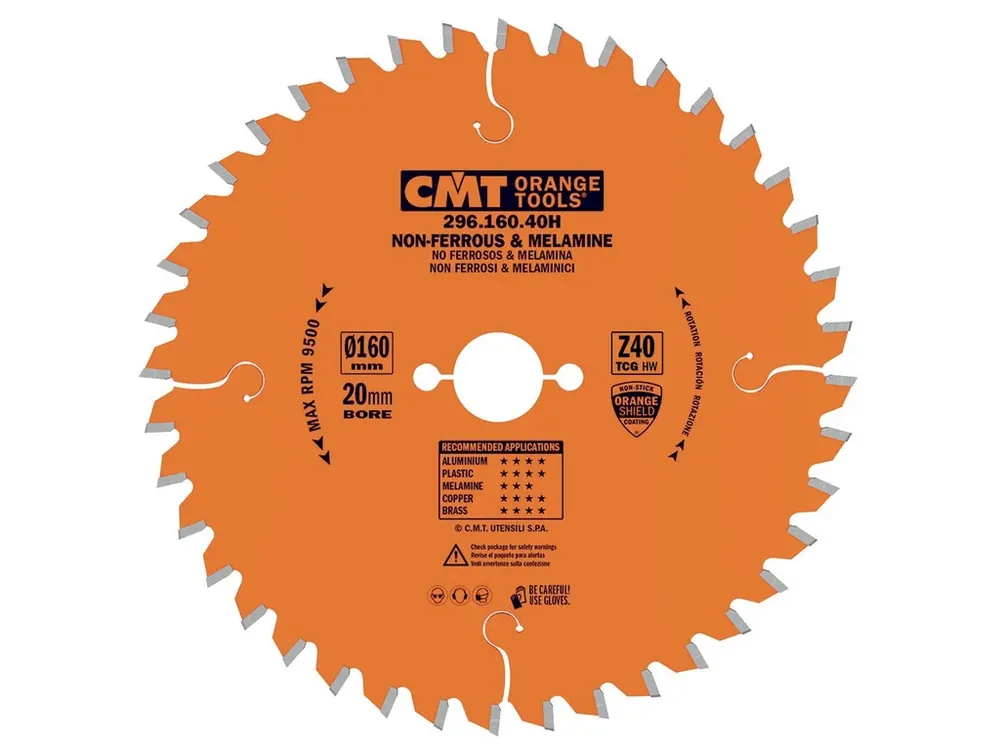 Velmi populární - CMT Orange Pilový kotouč na lamino, plast a neželezné kovy - D165x2,2 d20 Z40 HW