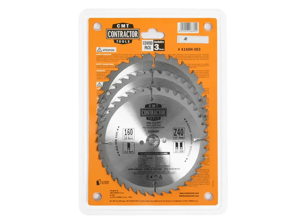 CMT Sada Contractor Pilových kotoučů na dřevo - D160x2,2 d20 Z24+Z40 HW, 3ks | Ihned k objednání
