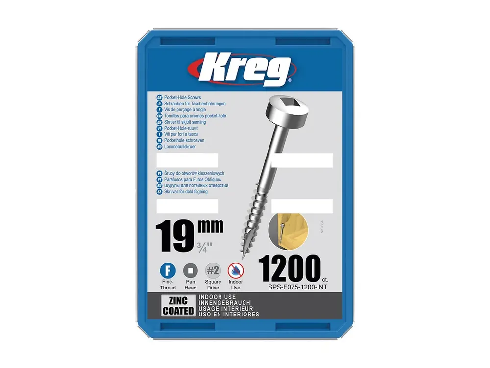 Kreg Zinc Pan-Head Šrouby pro skryté spoje - 19 mm, jemný závit, 1200 ks | Speciální cena