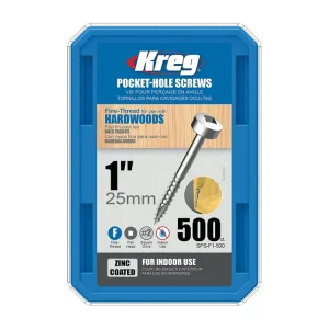 Kreg Zinc Pan-Head Šrouby pro skryté spoje - 25 mm, jemný závit, 500 ks | Výhodná koupě