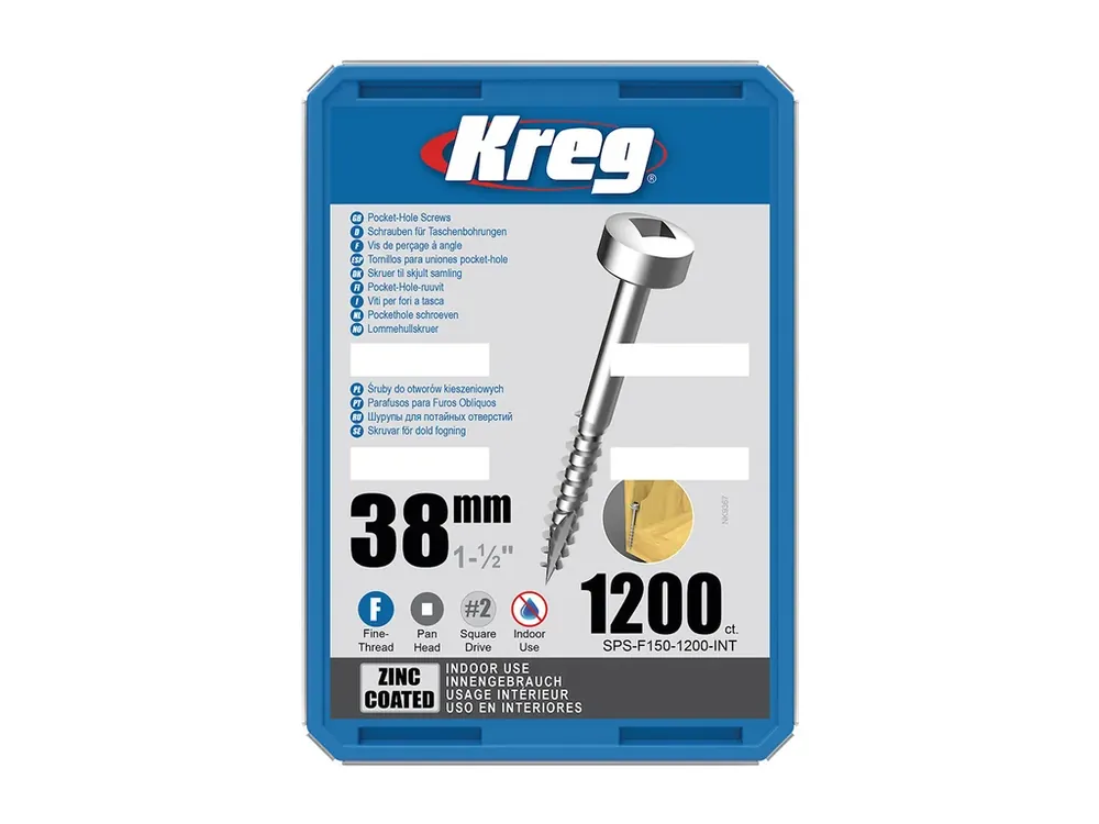 Kreg Zinc Pan-Head Šrouby pro skryté spoje - 38 mm, jemný závit, 1200 ks - Snadné vrácení