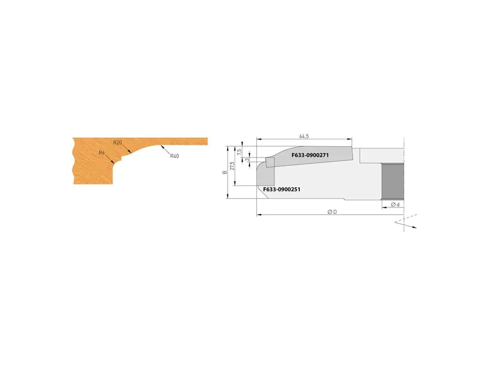 Špičkový produkt - Profilový nůž pro F633, 59x12x1,5 spodní braní