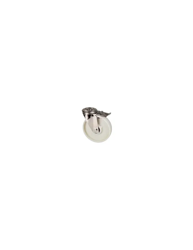 Extra sleva - NVK 125/QRD Otočné kolo polyamidové tvrzené sklem s otvorem a brzdou