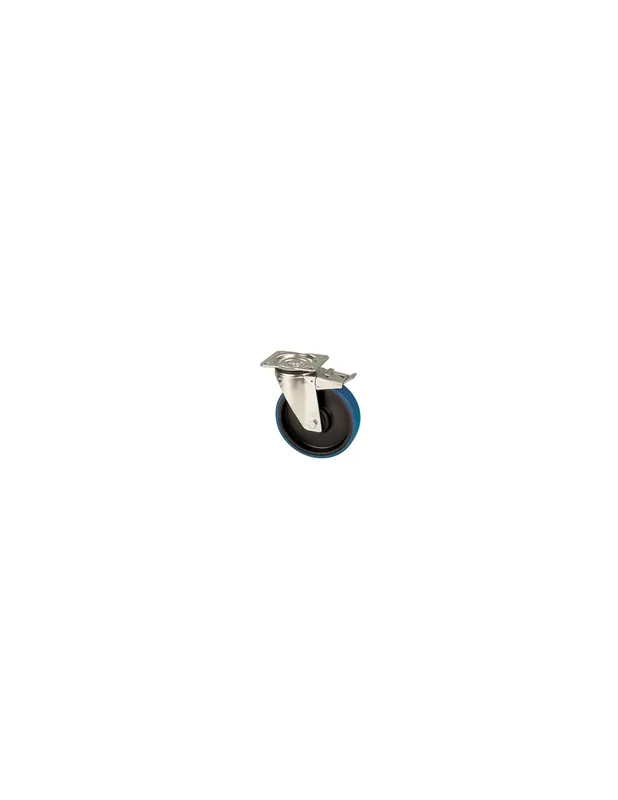 NDK 125A/GRD Otočné kolo s modrou polyuretanovou obručí s brzdou | Přímo z výroby