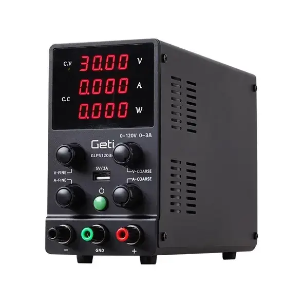 Laboratorní zdroj GETI GLPS1203H, 120V/3A, spínaný, se zobrazením výkonu - Výprodej