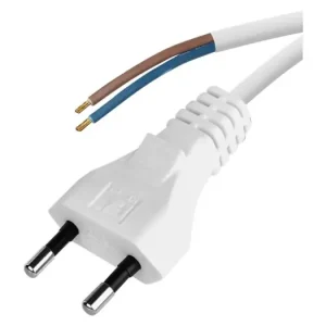 Flexo šňůra PVC, 2P dvoupólová s vidlicí, bílá - Velká sleva