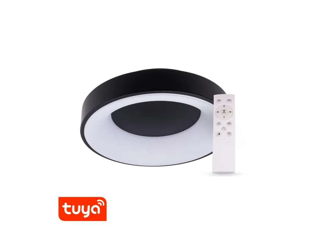 SMART Tuya LED svítidlo ZULU 48W CCT kulaté černé - Doprodej zásob