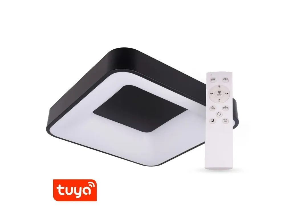 SMART Tuya LED svítidlo ZULU 60W CCT hranaté černé | K objednání