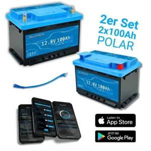 Kupte nyní - SuperVolt 200Ah 12,8V Polar set Supervolt POLAR LiFePO4 200ah 12,8V lithiová baterie s ohřívačem (2x SX100-P)