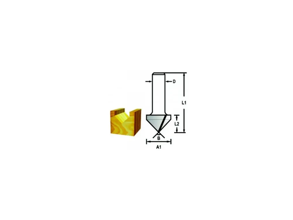 Žádaný produkt - Drážkovací fréza tvaru V stopka 8 mm,12,7x16x48 mm STOP
