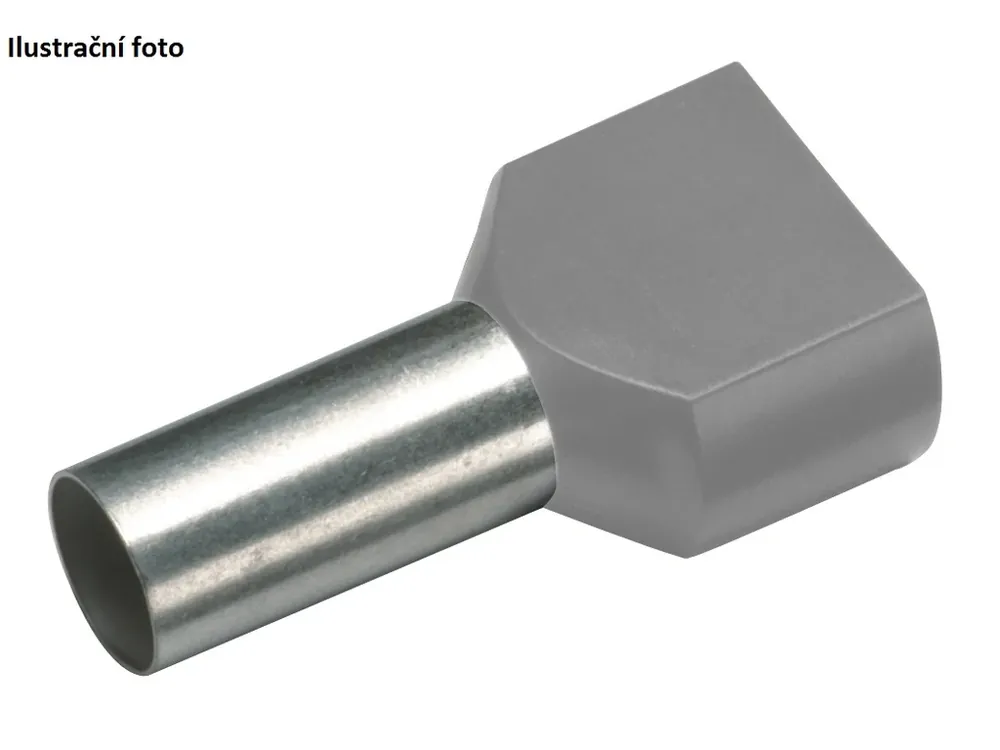 Izolovaná dvojitá dutinka Cu 2 x 4/12 mm, šedá (100 ks) - Akční sleva