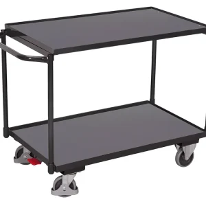 Doprodej zásob - Policový vozík s madlem, Variofit, do 250 kg, 2 police (98,5 x 59 cm), modrá/antracit