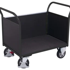Plošinový vozík se dvěma madly a boční stěnou s plnou výplní, Variofit, ložná plocha 119 x 76 cm, do 1000 kg, modrá/antracit | Ušetřete nyní