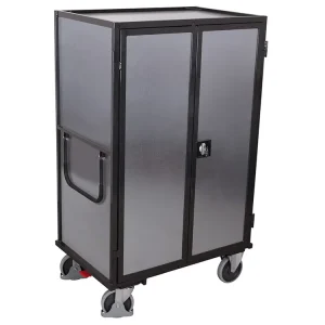 Mezi nejprodávanějšími - Vysoký skříňový vozík s madlem, 4 plné stěny, 5 polic, Variofit, ložná plocha 124 x 78 cm, do 500 kg, modrá/antracit