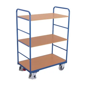 Vysoký policový vozík do 250 kg, 3 police, Variofit, ložná plocha 100 x 60 cm, do 250 kg, modrá/antracit - Kvalitní produkt