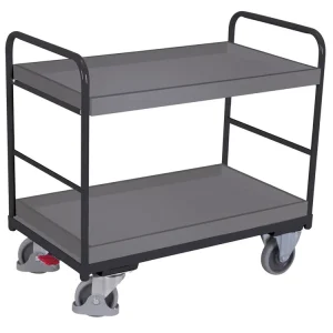 Policový vozík, 2 police s ohraněním, Variofit, ložná plocha 81 x 45 cm, do 250 kg, modrá/antracit | Objednejte dnes