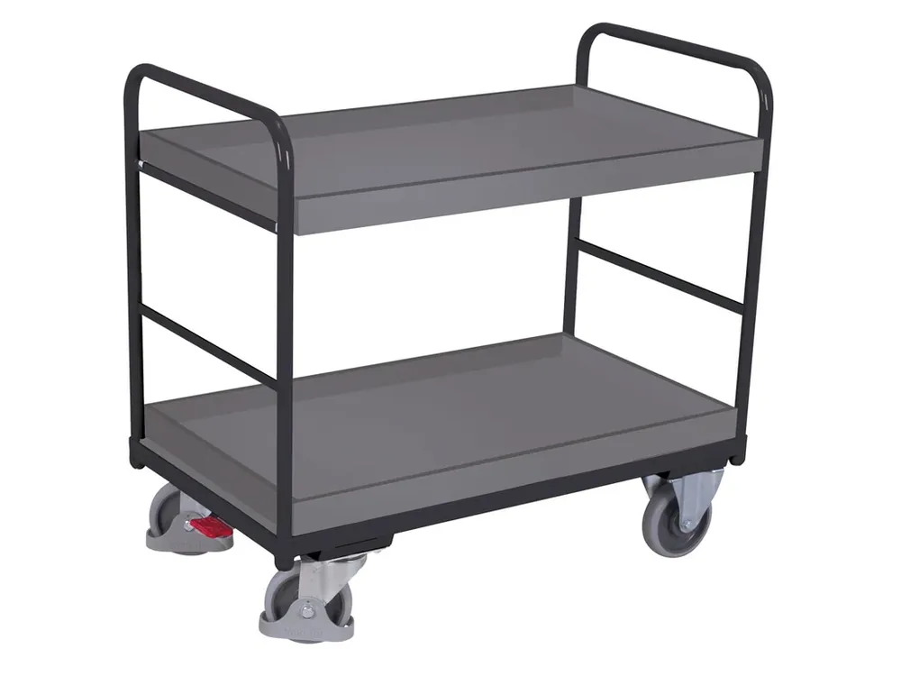 Policový vozík, 2 police s ohraněním, Variofit, ložná plocha 81 x 45 cm, do 250 kg, modrá/antracit | Objednejte dnes